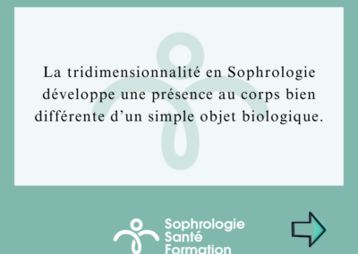 Illustration expliquant la tridimensionnalité en sophrologie, qui développe une présence au corps différente d'un simple objet biologique