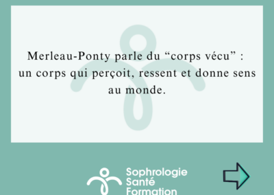 Illustration du concept de corps vécu en sophrologie, inspiré de Merleau-Ponty : un corps qui perçoit, ressent et donne sens au monde