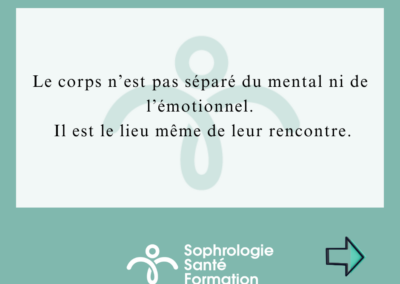 Illustration du principe d'unité en sophrologie : le corps, le mental et l'émotionnel ne sont pas séparés, mais se rencontrent en un même lieu